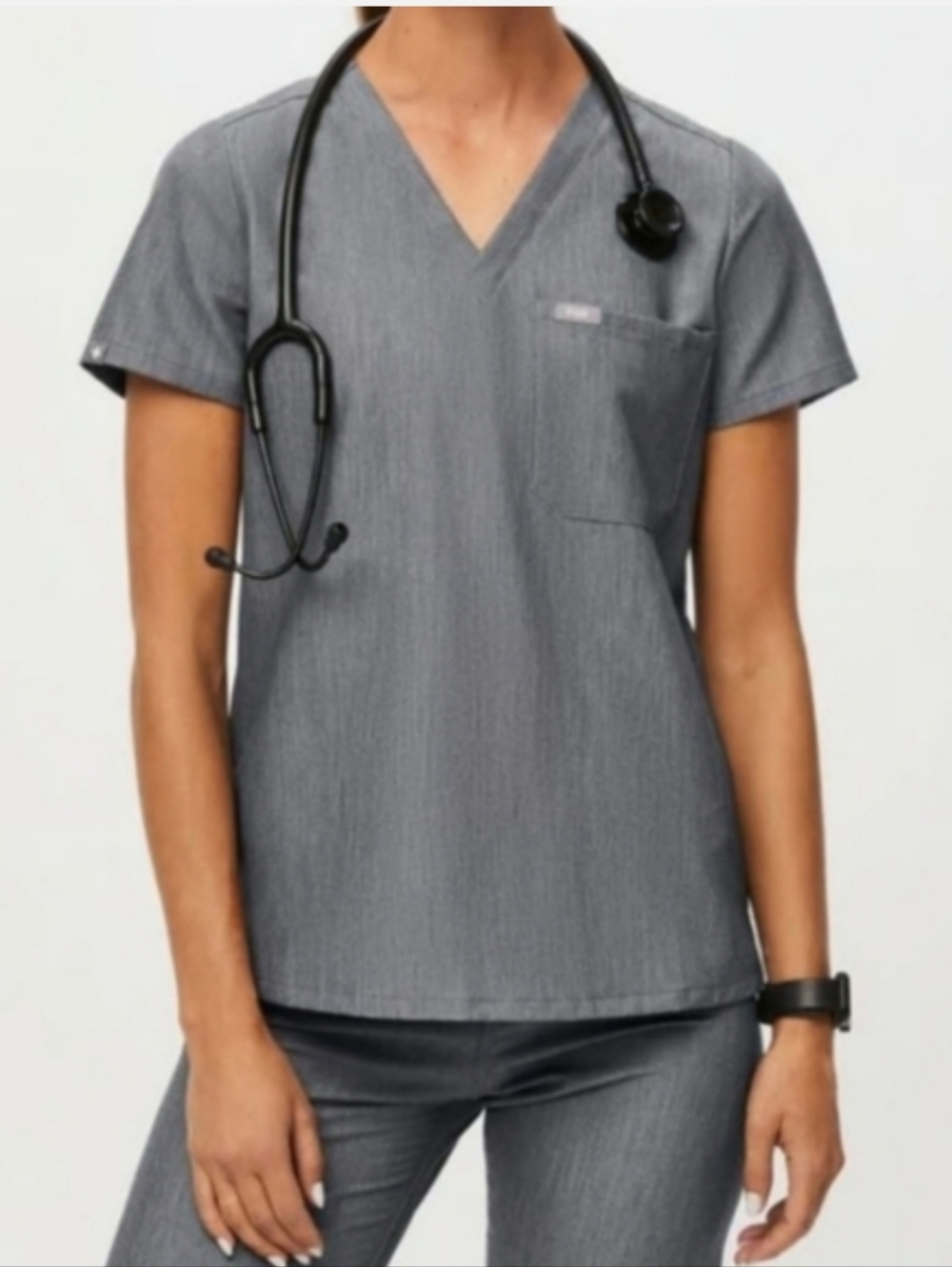 Figs Catarina Scrub Top Graphite XS